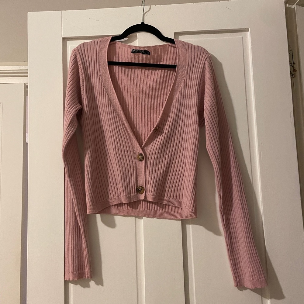 Nasty Gal Pink Button Down Cardigan